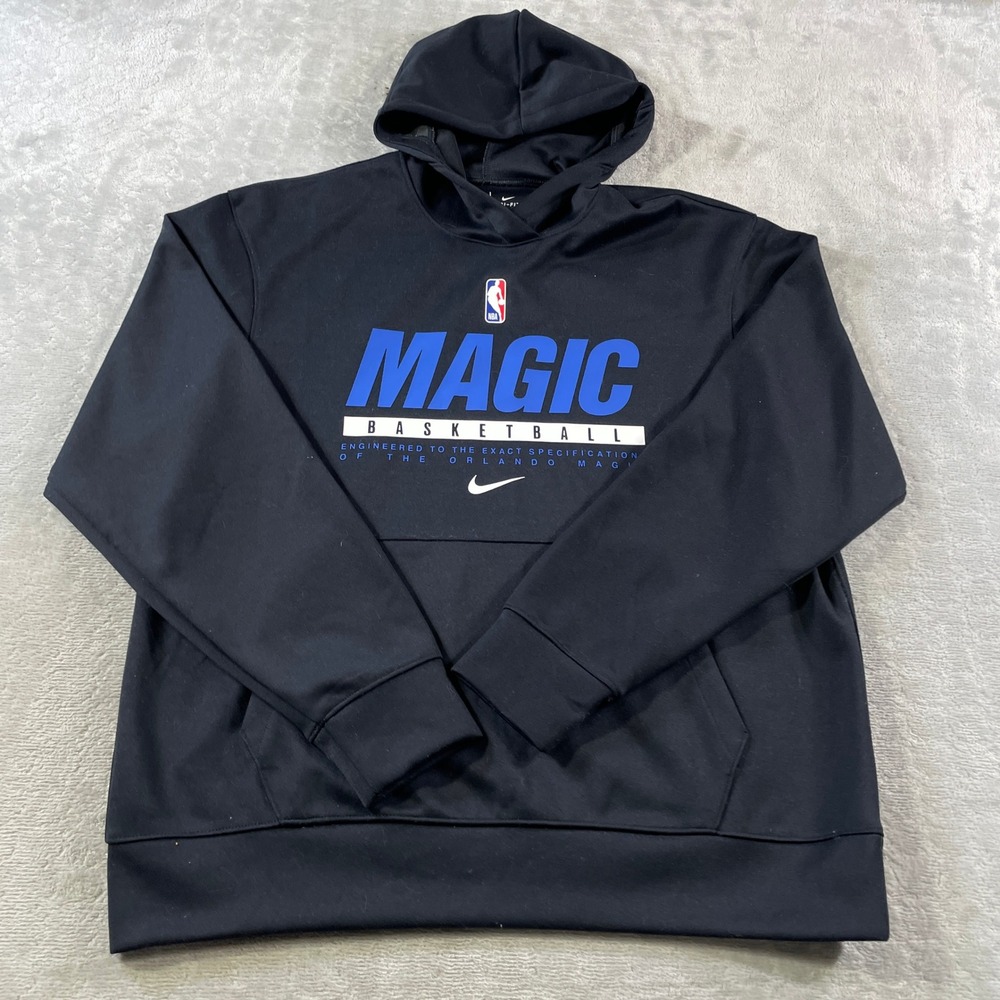 Orlando Magic Hoodie Pullover Nike Mens Large Black Dri-FIT NBA Basketball